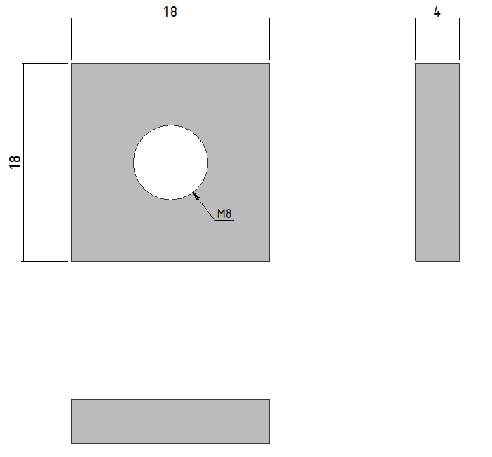 M8 square Nut 18x18x4 - ECM8
