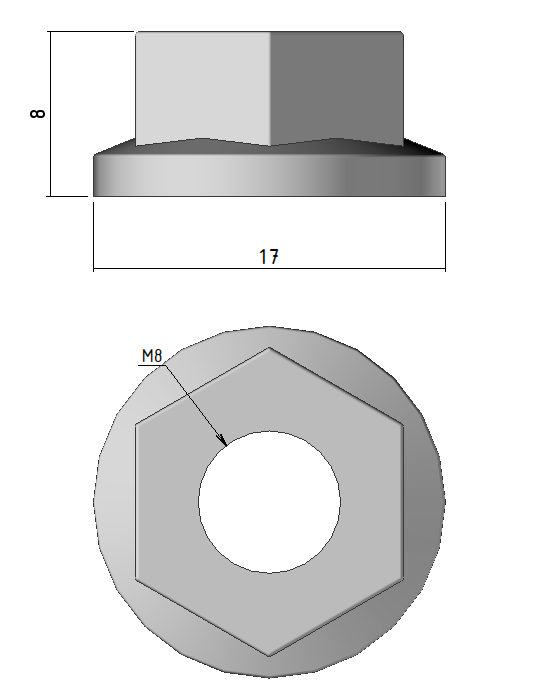 Ecrou embase M8 17x8 - EEM8