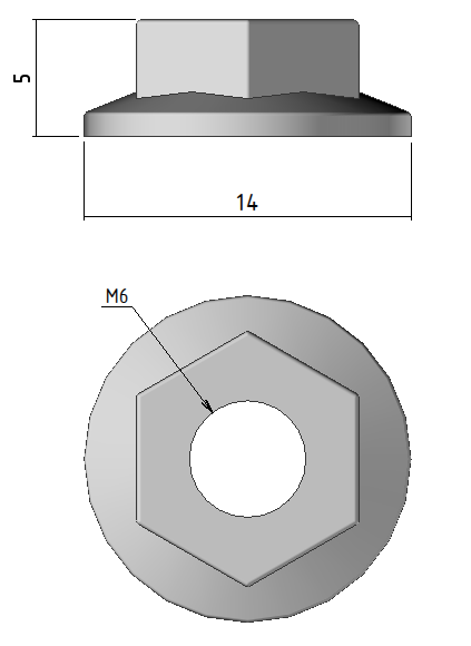 Ecrou embase M6 14x5 - EEM6