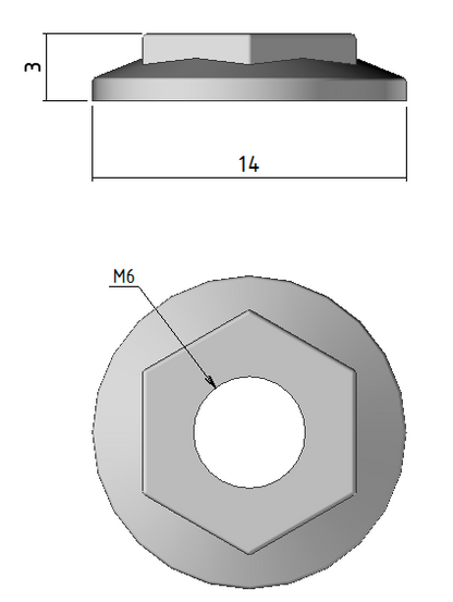 Ecrou embase M6 small 14x3 - EEM6s