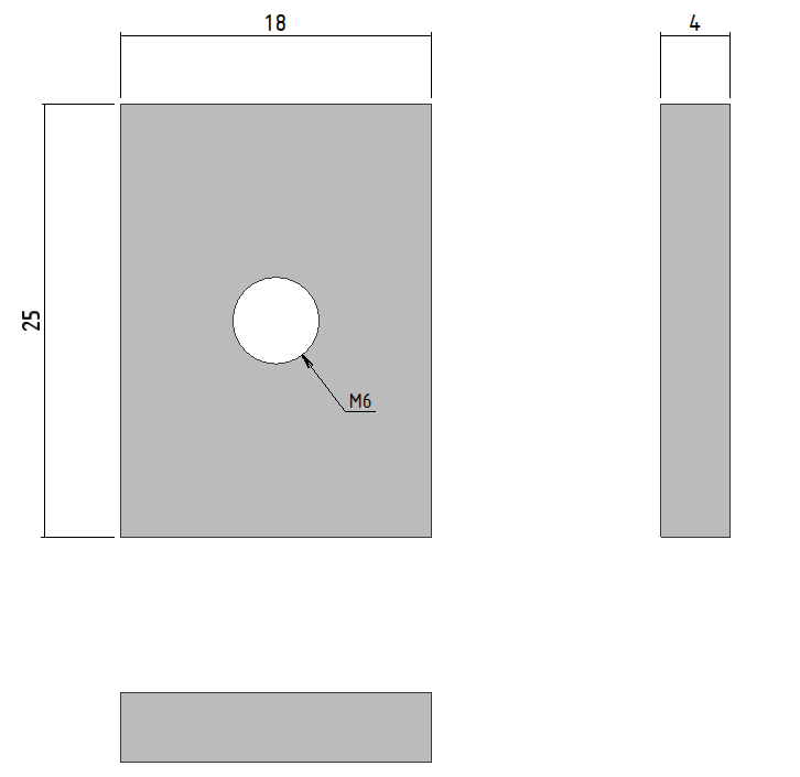 Ecrou rectangle M6 25x18x4 - ERM6