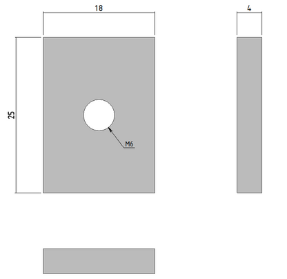 Ecrou rectangle M6 25x18x4 - ERM6