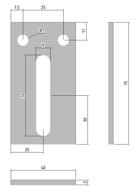 Plat de fixation 75x40x3 - PDFR