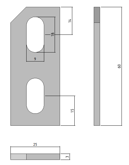 Plat de fixation 60x25x3 - PDFS