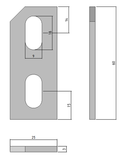 Plat de fixation 60x25x3 - PDFS